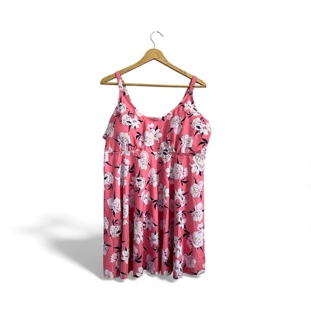 NWT Ecupper Pretty Pink Floral Tankini Top Size 3X